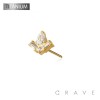 IMPLANT GRADE TITANIUM THREADLESS PUSH IN BAGUETTE TEAR DROP BEZEL CZ TOP PART